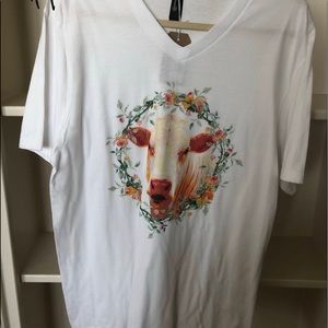 Floral cow tee